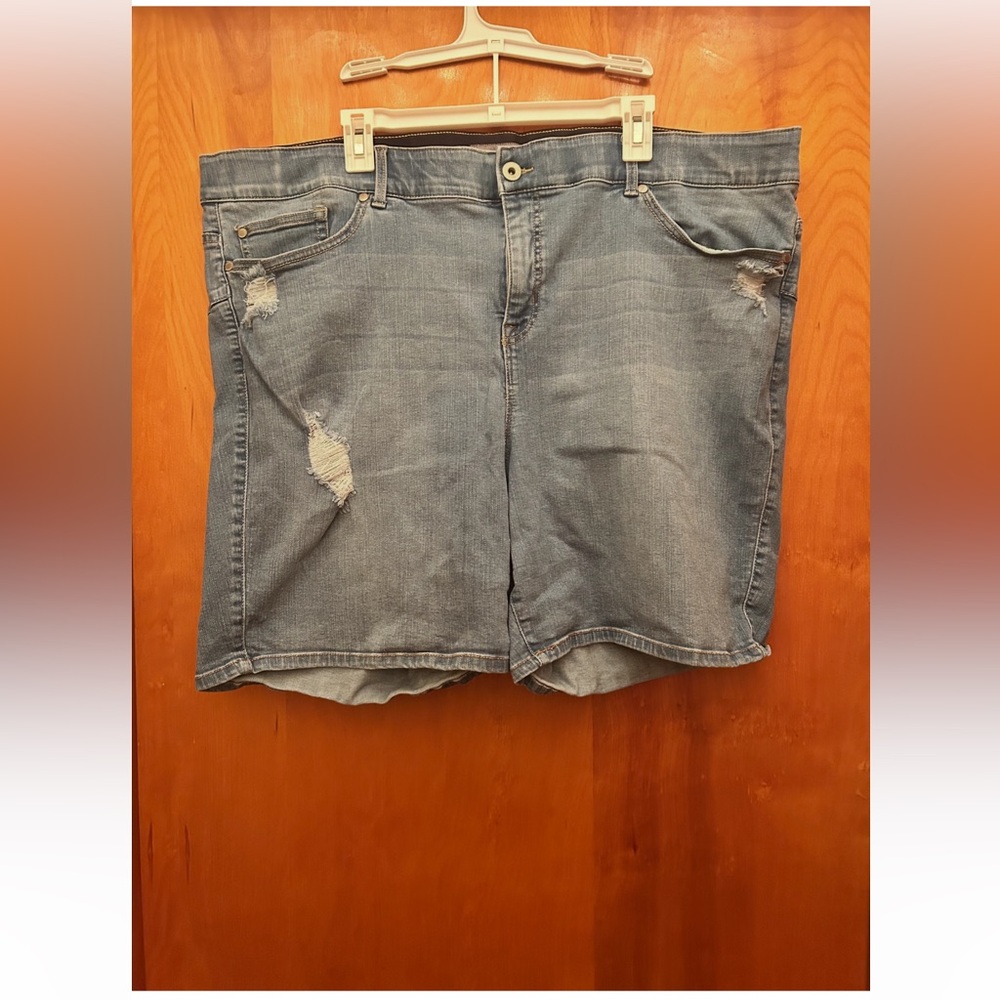 torrid Light Blue Distressed Denim Shorts